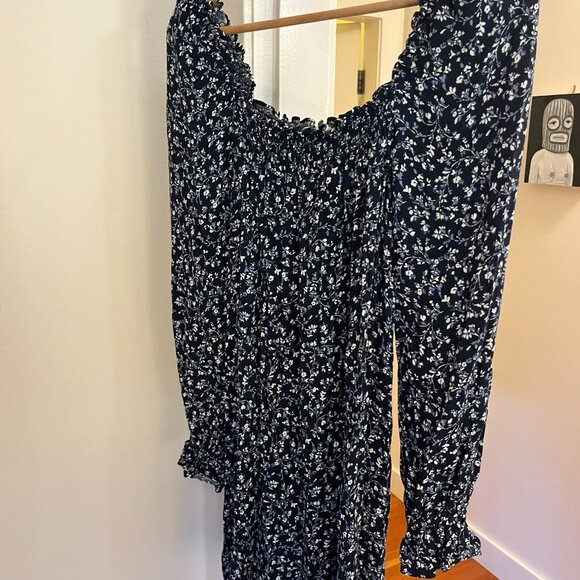 Reformation Hudsen Blue Mini Long Sleeve Floral Dress - Picture 5 of 9